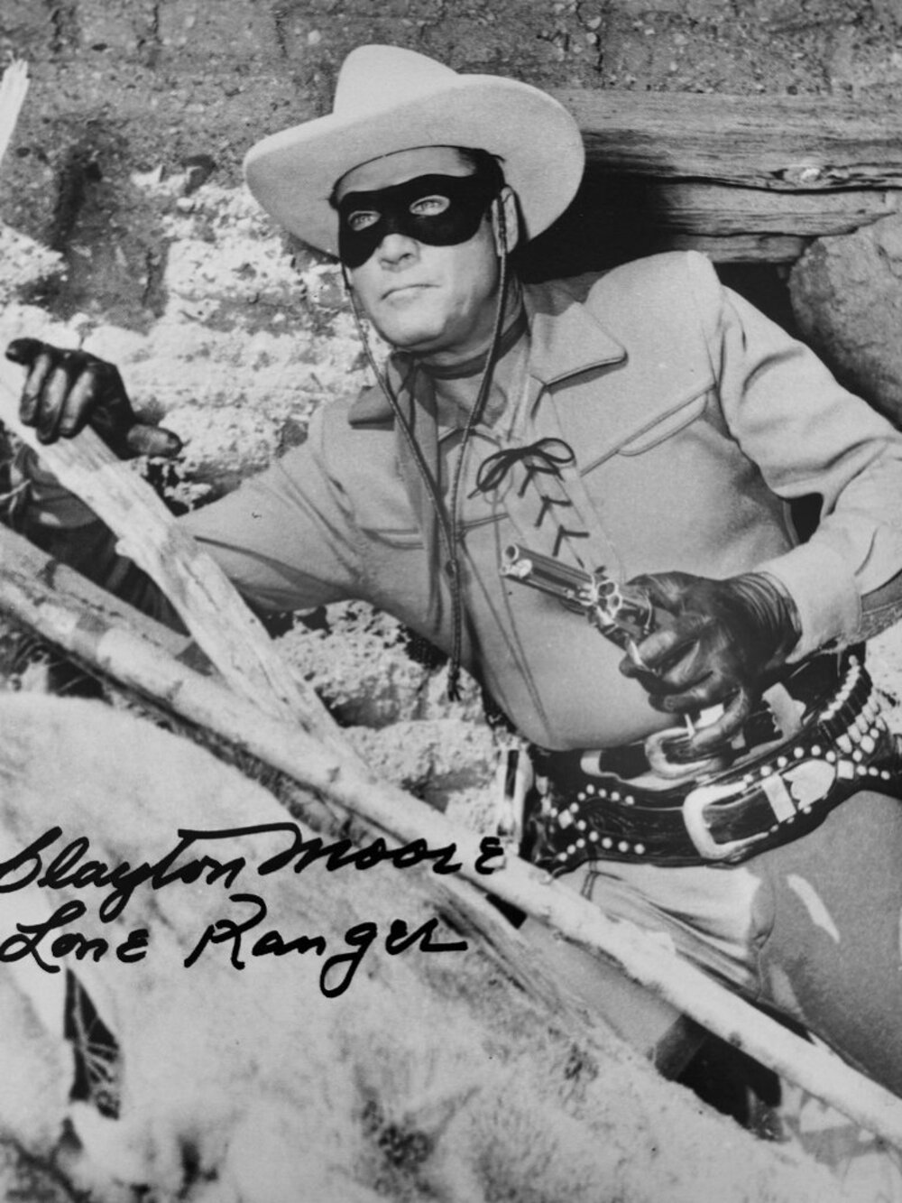 Vintage 1950s Clayton Moore Lone Ranger Photograph Pre-print Autograph Fan Mail